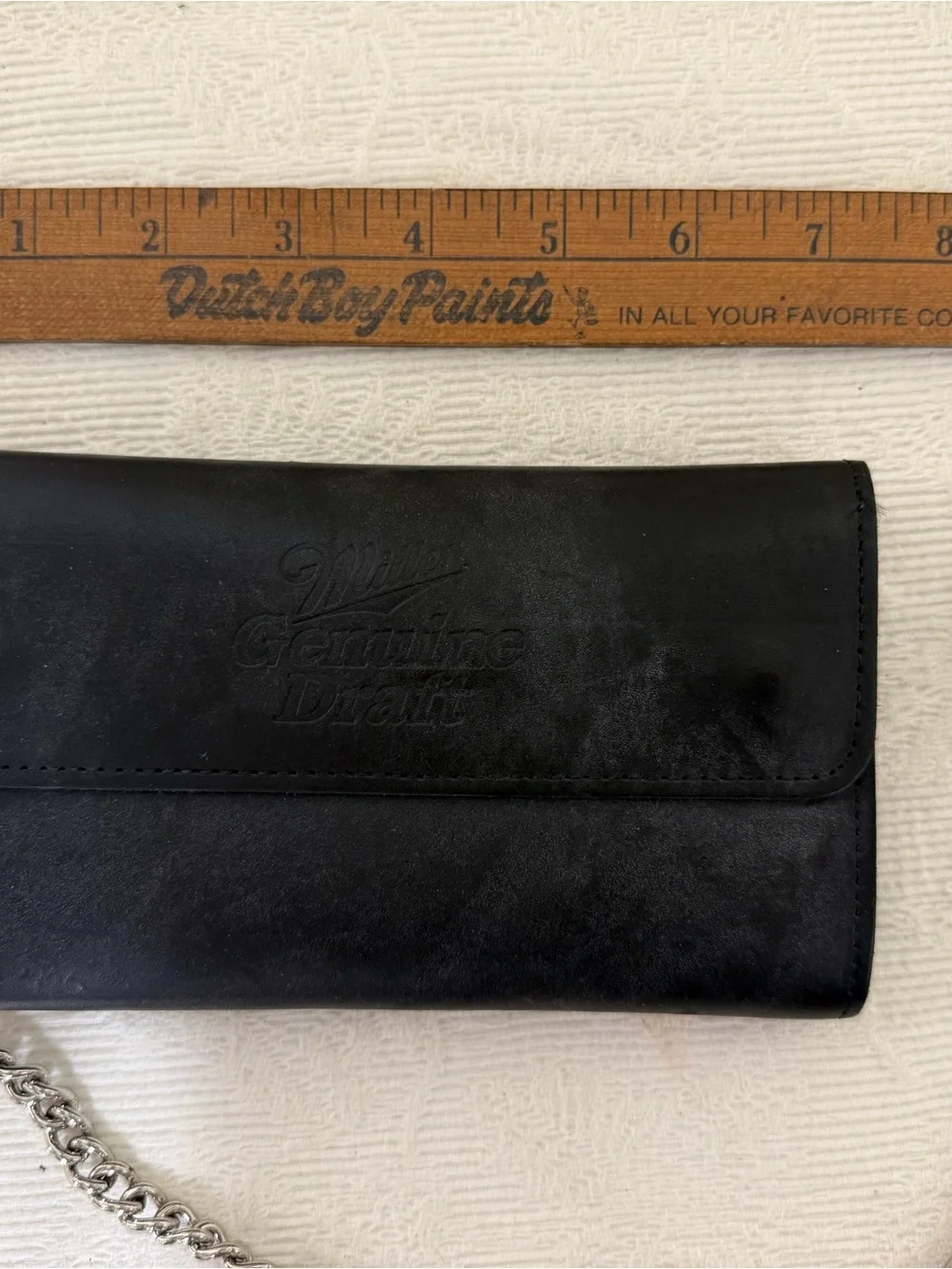 Black Leather Wallet with Chain - Men's Accessory